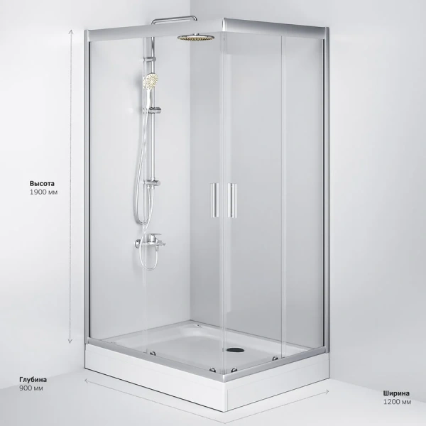 Душевой уголок Am.Pm Gem 120x90 см стекло прозрачное, профиль хром W90G-404-120290-MT (детальная фотография), прямоугольные