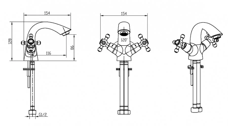 Смеситель для раковины Boheme Tradizionale Chromo хром 271 (детальная фотография), для раковины