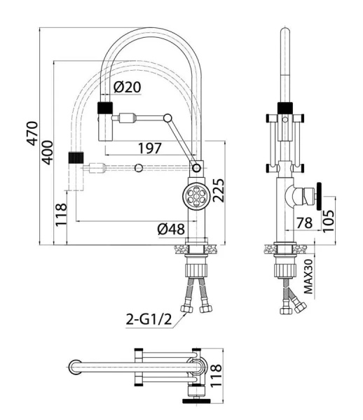 Смеситель для кухни IDDIS Grange белый/сатин GRABNFLi05 (детальная фотография), для кухни