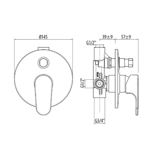 Смеситель для душа Gattoni H2omix1000 хром 1034/10C0cr (детальная фотография), для душа