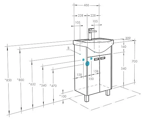 Тумба под раковину напольная Акватон Бекка 50 см белая/дуб сомерсет 1A210801BAC20 (детальная фотография), в наличии