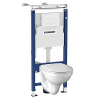 Унитаз с инсталляцией Geberit Duofix с белой клавишей
