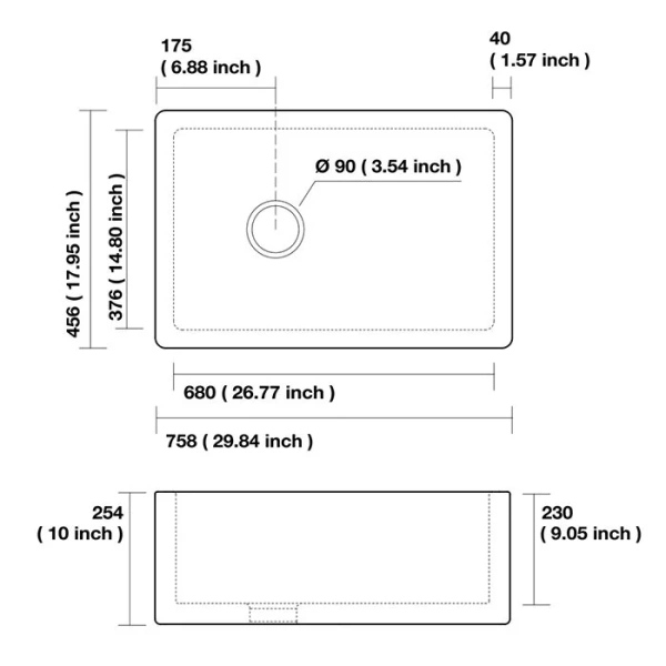 Мойка для кухни Kerasan Hannah 75 см белая 541101 (детальная фотография), накладные