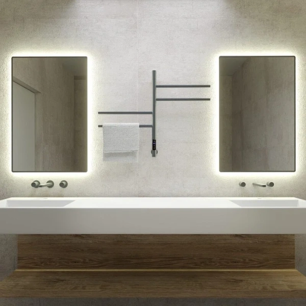 Полотенцесушитель электрический Vincea 43х60 см графит VTD-1S1CGE (детальная фотография), е образные, вертикальные