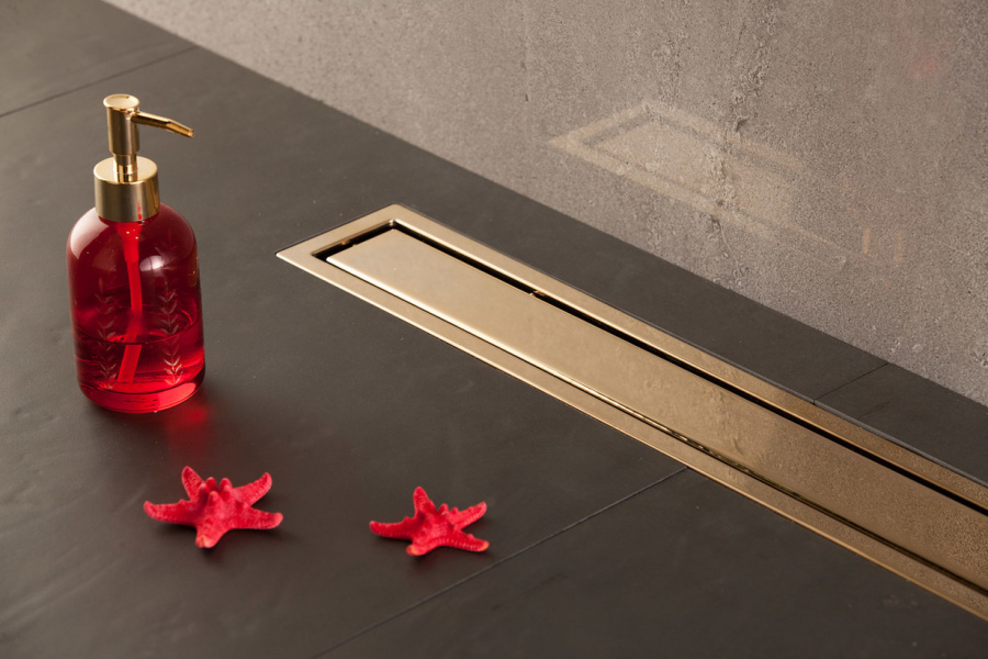 Линейный трап, цвет позолота 24К, двухсторонний, Pestan Confluo Premium Line 650 Gold 13100053 (детальная фотография), по запросу