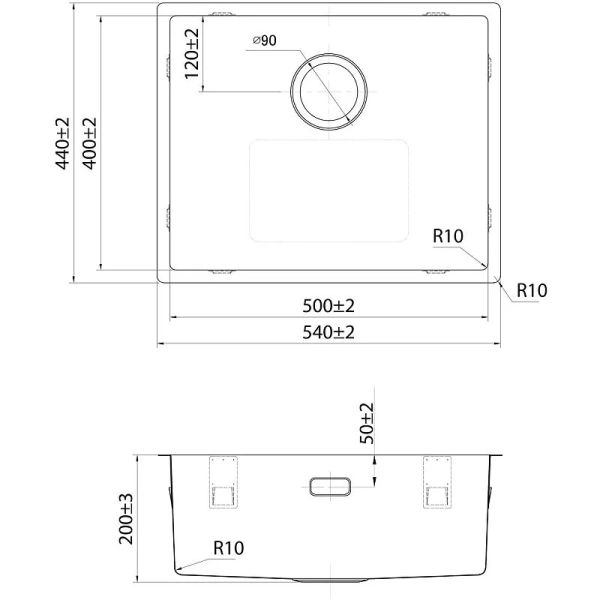 Мойка для кухни IDDIS Prime 54 см сатин PRI54S0i77 (детальная фотография), врезные