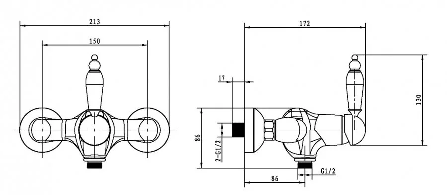 Смеситель для душа Boheme Brillante Ripresa хром 344 (детальная фотография), для душа