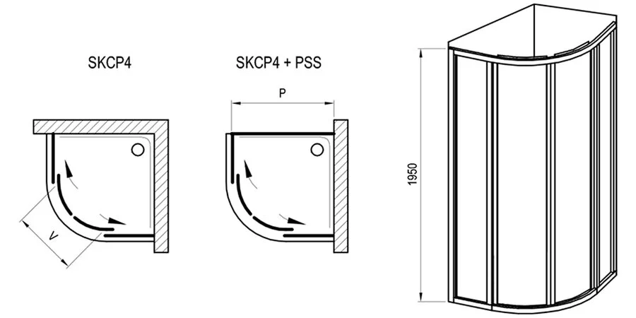 Душевой уголок Ravak Supernova 3114O 80x80 см полукруглый (детальная фотография), стеклянные, угловые, без поддона