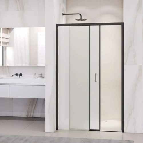 Душевая дверь в нишу RGW Passage PA-017B 150 см профиль черный, стекло матовое - фото 4