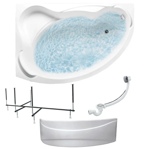 Ванна акриловая 1MarKa Catania 01кт1610лкп/01кт1610пкп, 160 x 105 см, левая/правая, цвет белый (детальная фотография), в наличии