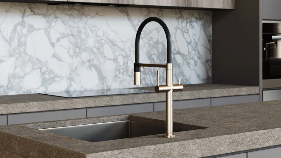 Смеситель для кухни Boheme Uno c краном для питьевой воды matt gold 115-MG (детальная фотография), современные, hi-tech