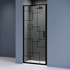 Душевая дверь в нишу RGW Stilvoll SV-05B 100 см профиль черный стекло прозрачное с рисунком