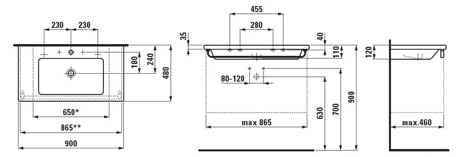 Раковина Laufen Living Square 8.1643.3.000 (детальная фотография), по запросу