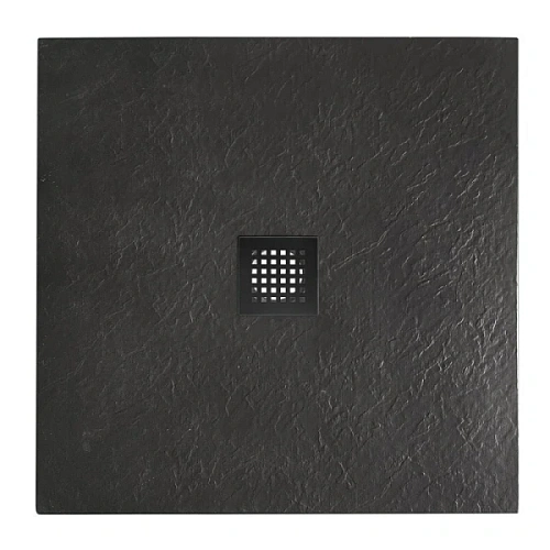 Душевой поддон BelBagno Uno 90х90 см черный, накладка черная матовая - фото 1