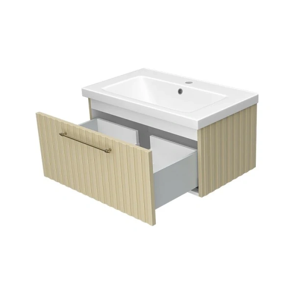 Тумба под раковину подвесная Brevita Alicante 90 см с 1 ящиком: капучино ALI-09090-4601Я (детальная фотография), моноблок