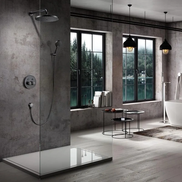 Душевой комплект Black&White Universe оружейная сталь 7566GM (детальная фотография), современные, hi-tech