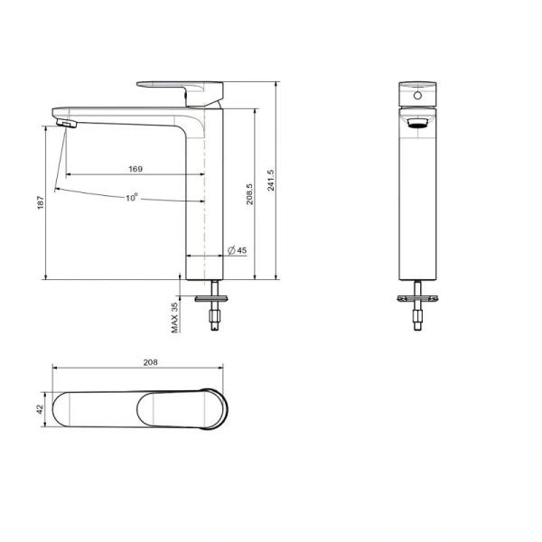 Смеситель для раковины Акватек Ника черный матовый AQ1804MB (детальная фотография), для раковины