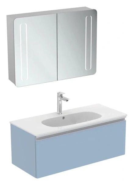 Тумба под раковину подвесная Ideal Standard Tesi 100 см серо-голубая матовая T0048WI (детальная фотография), современная, hi-tech