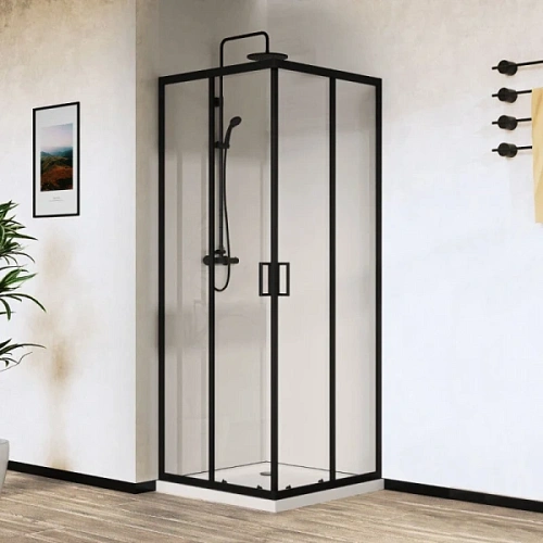 Душевой уголок Vincea City 100х90 см профиль черный стекло прозрачное - фото 3