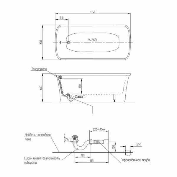 Ванна из искусственного камня Migliore Olivia Panello 174х80 см красная, фурнитура золото 24238 (детальная фотография), искусственный камень