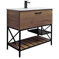 Тумба с раковиной напольная Comforty Бредфорд 90 см дуб темный