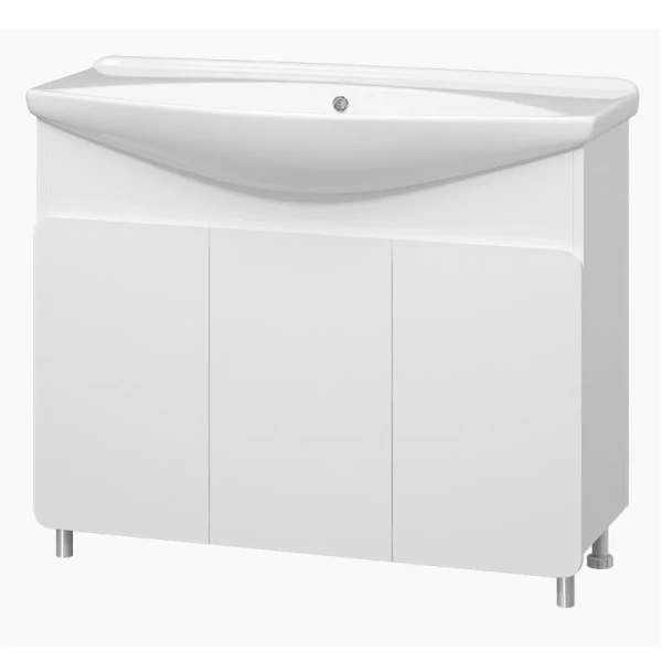 Тумба с раковиной напольная Misty Чегет 105 см с дверцами (детальная фотография), моноблок