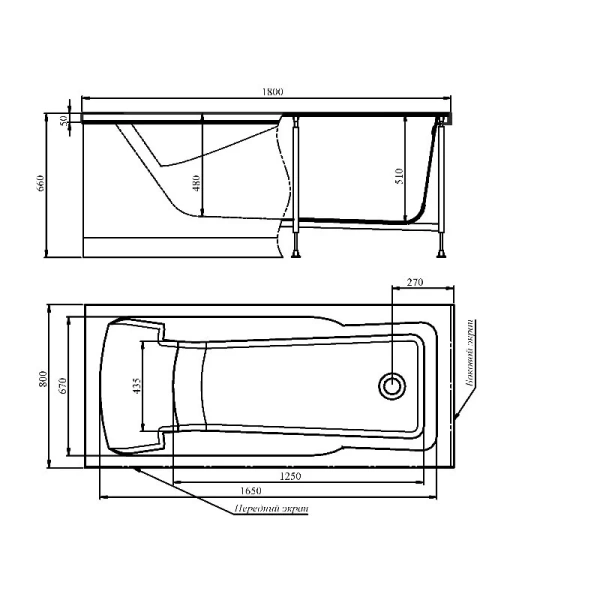 Акриловая ванна Timo HELLA1880, 180 х 80 см, цвет белый (детальная фотография), акриловые