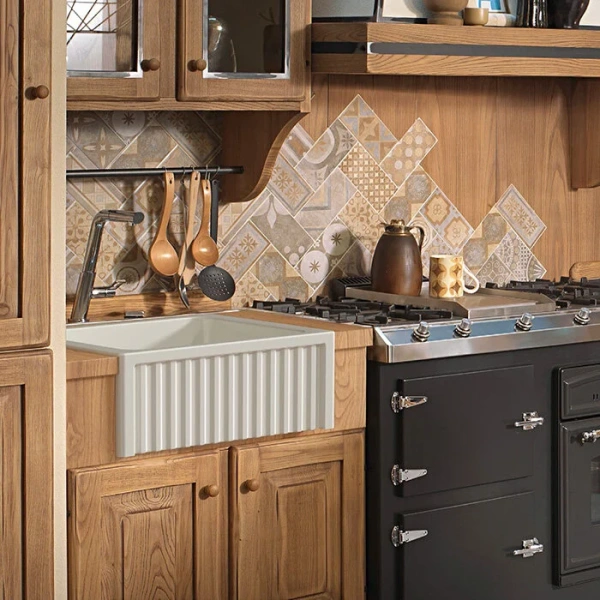 Мойка для кухни Kerasan Hannah 60 см белая 546001 (детальная фотография), керамические