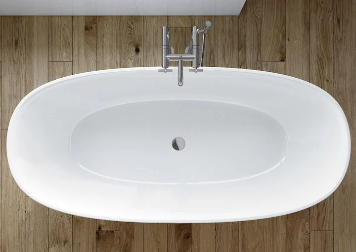 Ванна каменная Roca Ariana 165 х 75 см 248470000, литой мрамор Stonex, овальная, белая (детальная фотография), белые