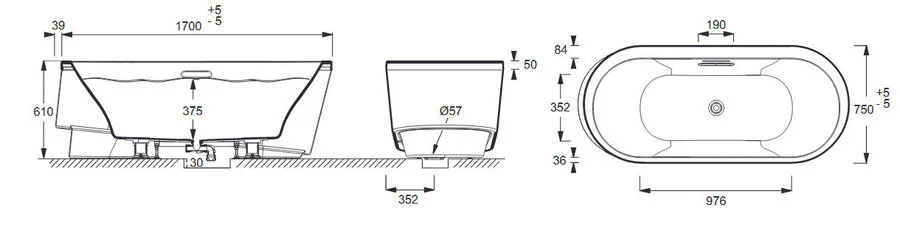 Ванна акриловая Jacob Delafon Evok 18347K-00, 170 х 75 см (детальная фотография), акриловые