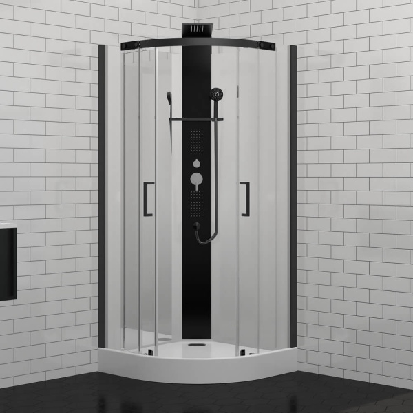 Душевая кабина Black&White Galaxy G8701 90x90 см с гидромассажем 8701900 (детальная фотография), полукруглые, четверть круга