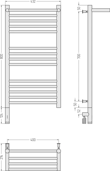 Полотенцесушитель электрический Сунержа Богема 3.0 40х80 см левый сатин 071-5806-8040 (детальная фотография), лесенка, вертикальные