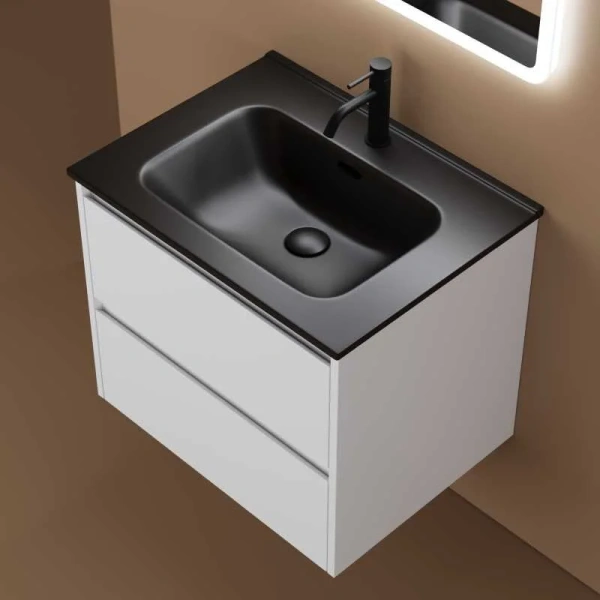 Тумба с раковиной подвесная Sancos Libra LB60W 60 см с ящиками (детальная фотография), комплект (набор)