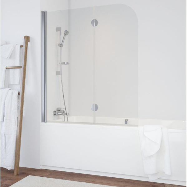 Душевая шторка на ванную профиль глянцевый хром стекло прозрачное Vegas-glass E2V 120 08 01 L (детальная фотография)