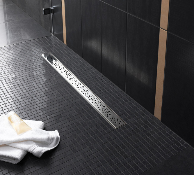 Решетка Tece TECEdrainline drops 150 см сатин 601531 (детальная фотография), матовый хром