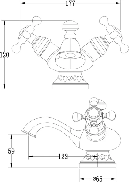Смеситель для  раковины, бронза Lemark Jasmine  LM6646B (детальная фотография), двухвентильные