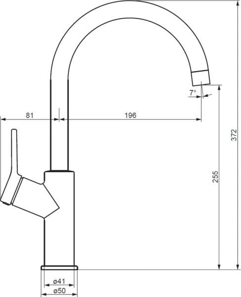 Смеситель для кухни Damixa Eclipse никель DX310720400 (детальная фотография), на мойку, на столешницу