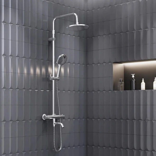 Душевая стойка Damixa Jupiter 977810 с термостатом (детальная фотография), с изливом