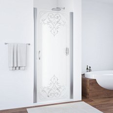 Душевая дверь рисунок прозрачный стекло матовое Vegas-glass EP 65 ARTDECO D1