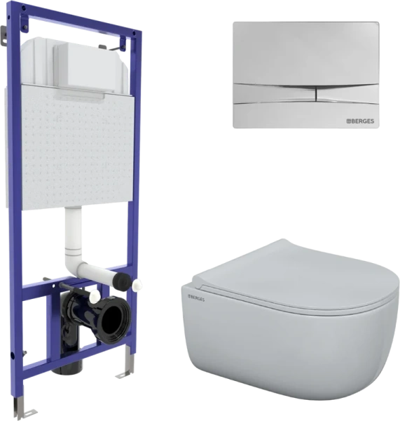 Унитаз с инсталляцией BERGES Ego кнопка F3 047253 (детальная фотография)