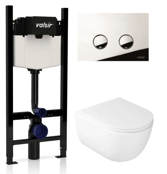 Унитаз с инсталляцией Valsir Dream с клавишей хром KIT VSCR 7334 Std P4 (детальная фотография)