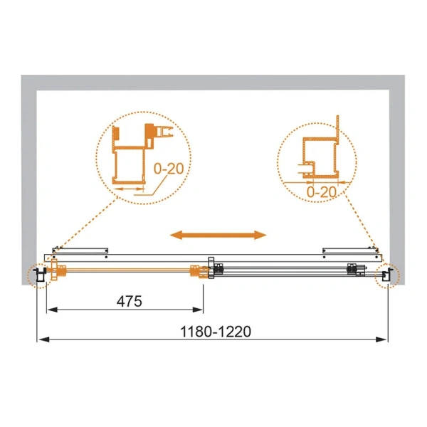 Душевая дверь в нишу Cezares Lux-Soft 120 см с прозрачным стеклом LUX-SOFT-W-BF-1-120-C-Cr-IV (детальная фотография), современные, hi-tech