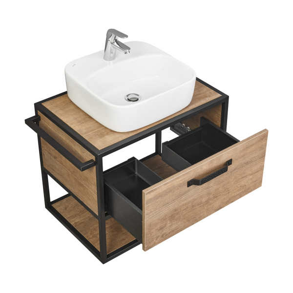 Тумба под раковину подвесная Акватон Лофт Фабрик 65 см дуб кантри 1A242301LTDY0 (детальная фотография), подвесная, пристенная