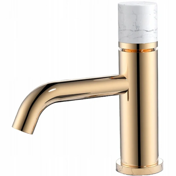 Смеситель для раковины Boheme Stick золото/белый мрамор 121-G-MR-W (детальная фотография)