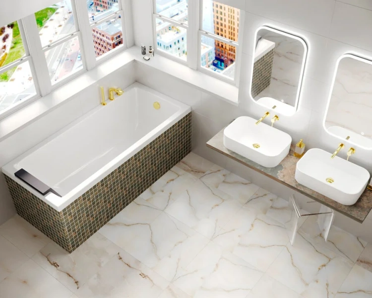 Ванна акриловая Whitecross Wave, 160 х 80 см, увеличенная толщина акрила, усиленная армировка, 0101.160080.100 (детальная фотография), современныe, hi-tech