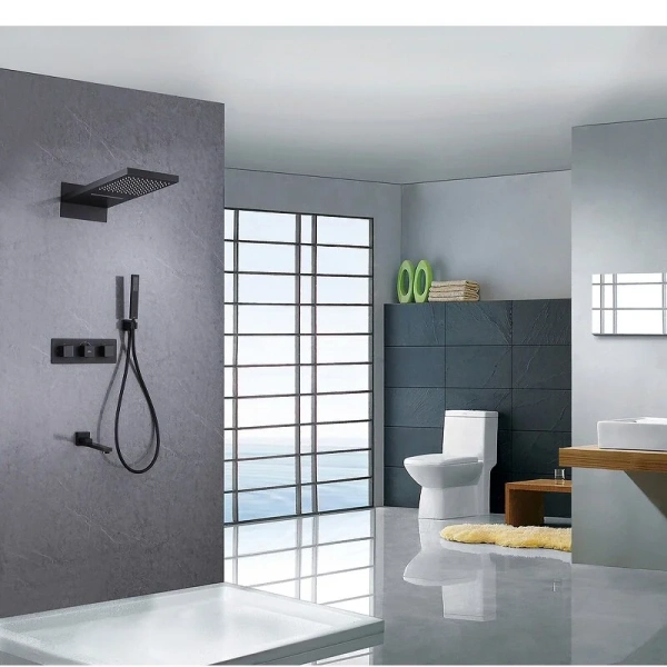 Душевой комплект Abber Daheim черный матовый AF8253B (детальная фотография), черные