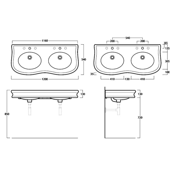 Схема (детальная фотография), накладные (на столешницу)