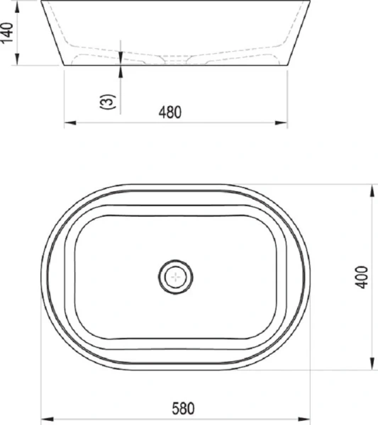 Раковина накладная Ravak Solo 580 XJX01358000 (детальная фотография), из камня