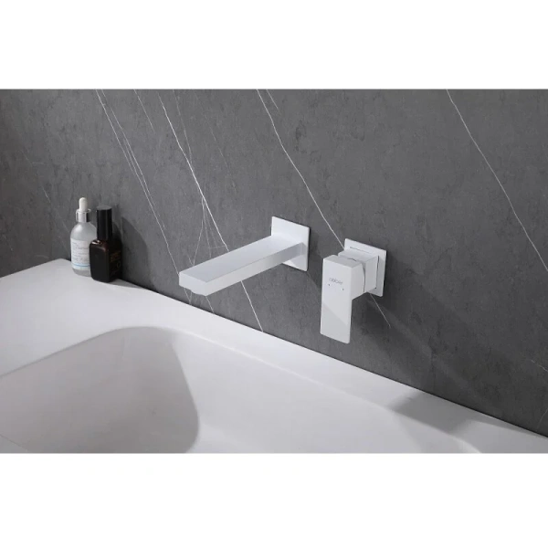 Смеситель для раковины Abber Daheim белый матовый AF8212W (детальная фотография), современные, hi-tech