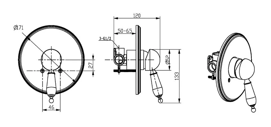 Смеситель для душа Boheme Provanse встроенный 365 (детальная фотография), для душа